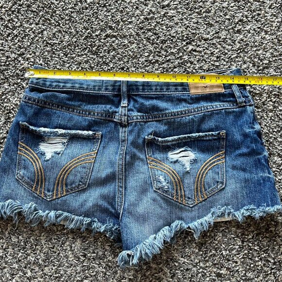 Y2K Babydoll Hollister Blue Denim Shorts Womens 5/27 Frayed Feminine Festival - Picture 7 of 8